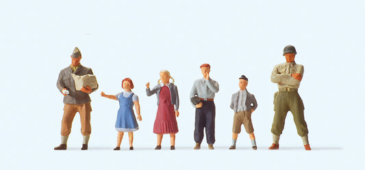 Preiser 10613 American Soldiers (2) with Children (4) Exclusive Figure Set HO