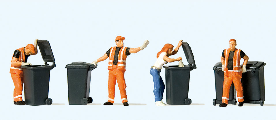 Preiser 10651 Modern Refuse Collection Scene (4) Exclusive Figure Set HO