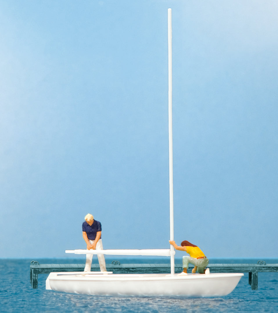 Preiser 10680 Korsar Boat w/Sailors (2) Unrigging Exclusive Figure Set HO