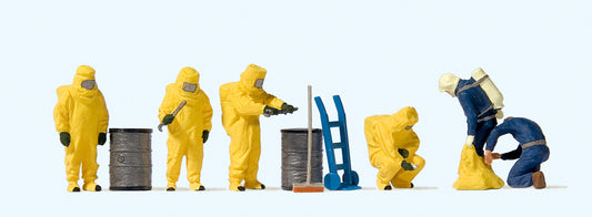 Preiser 10733 Fireman in Yellow Chemical Suits (6) Exclusive Figure Set HO
