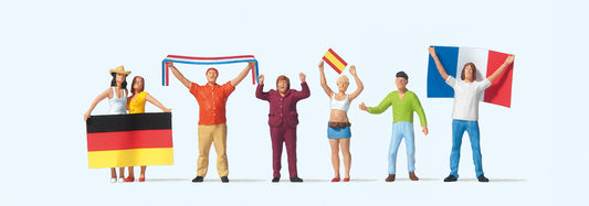 Preiser 10745 Soccer Fans (6) Exclusive Figure Set HO