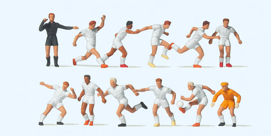 Preiser 10762 Soccer Team (11) & Referee White Exclusive Figure Set HO