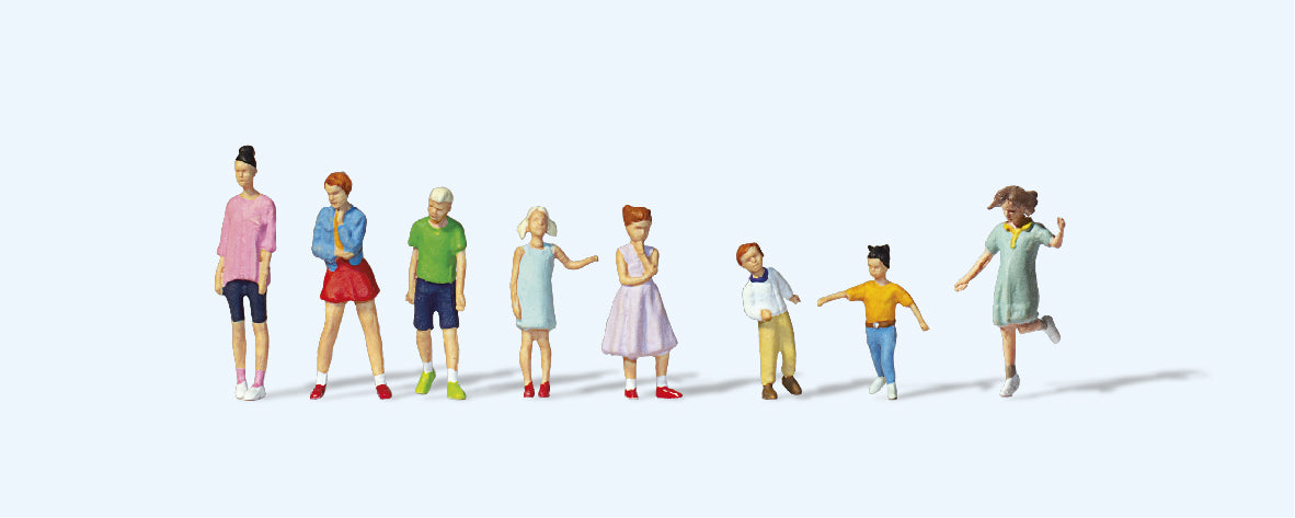 Preiser Youths (3) & Children (5) Exclusive Figure Set PR10766 HO Gauge