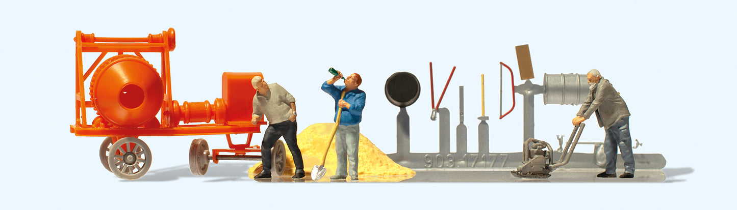 Preiser Construction Workers (3) & Accessories Exclusive Figure Set HO PR10778