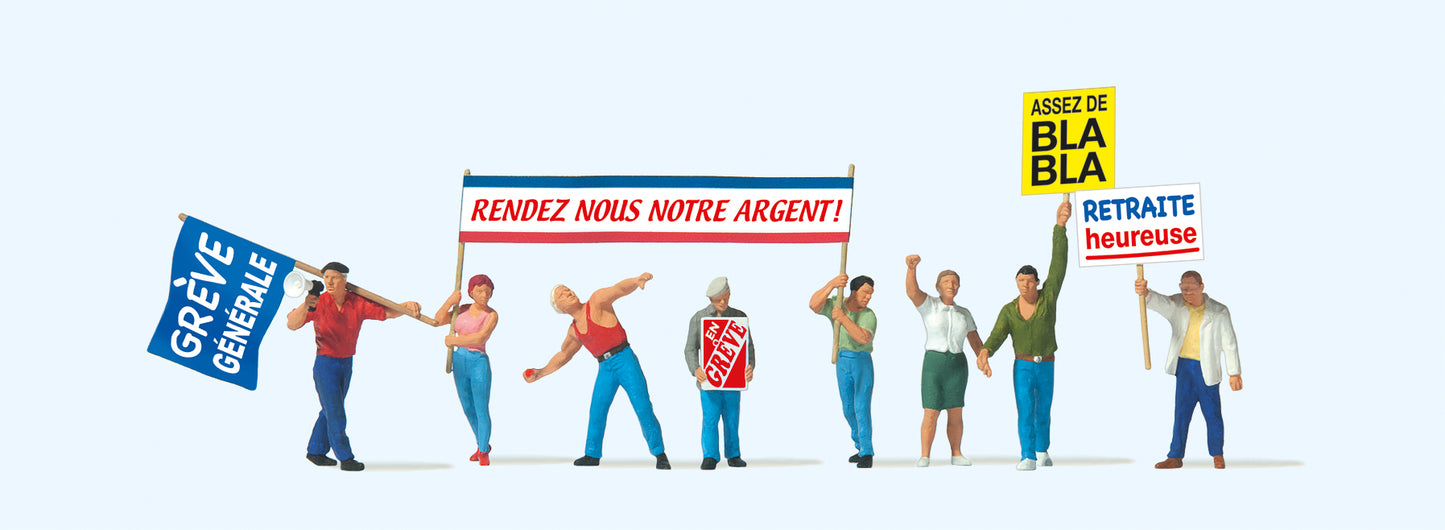 Preiser 10787 French Protestors (8) Exclusive Figure Set HO