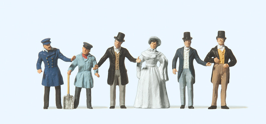 Preiser 12046 Loco Driver/Stoker/Passengers 1847 (6) Exclusive Figure Set HO