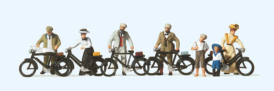 Preiser 12129 Standing Cyclists 1900 (7) Exclusive Figure Set HO