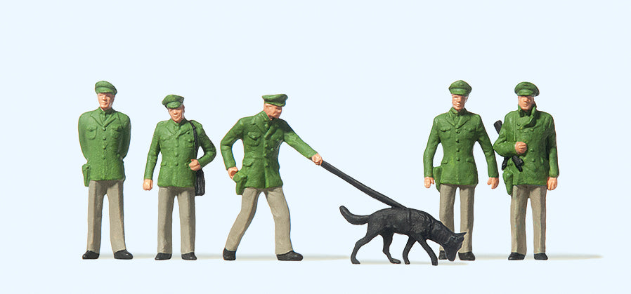 Preiser 14008 Policemen (5) and Dog Standard Figure Set HO