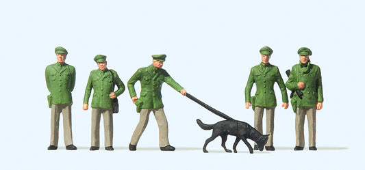 Preiser 14008 Policemen (5) and Dog Standard Figure Set HO