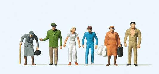 Preiser 14023 Passers By (5) and Policeman Standard Figure Set HO
