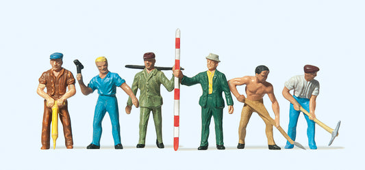 Preiser 14030 Road Workers (6) with Tools Standard Figure Set HO