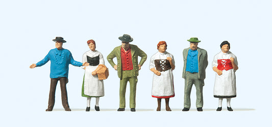 Preiser 14048 At the Village Market (6) Standard Figure Set HO