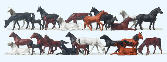 Preiser 14407 Horses (26) Standard Figure Set HO