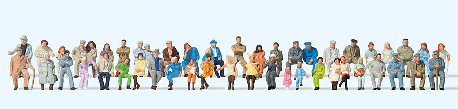 Preiser 14416 Seated Persons (48) Standard Figure Set HO