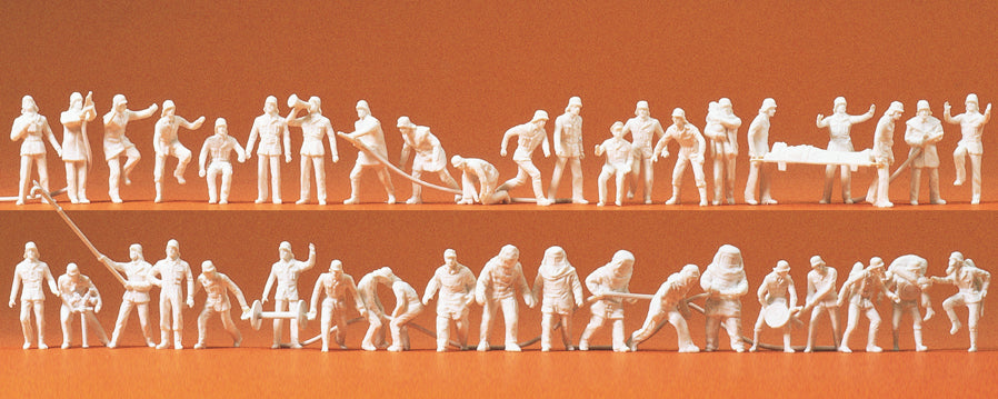 Preiser 16329 Firemen (42) Unpainted Figures HO