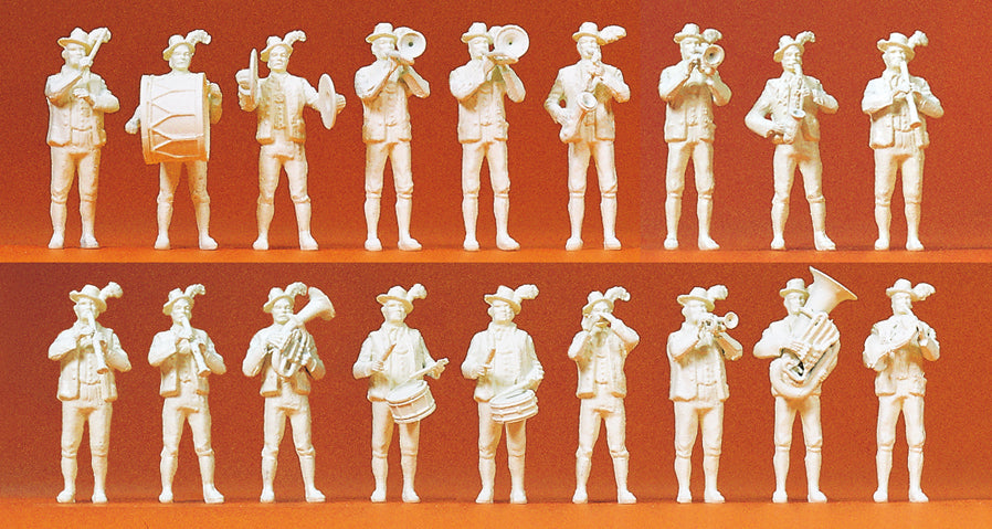 Preiser 16353 Bavarian Band (18) Unpainted Figures HO