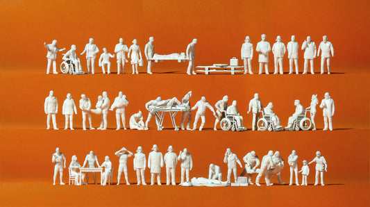 Preiser 16362  Assorted Emergency Responders (52) Unpainted Figure Set HO