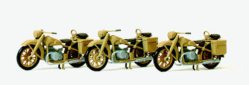 Preiser 16572 German Reich 1939-45 VMW R12 Motorcycles (3) Kit HO