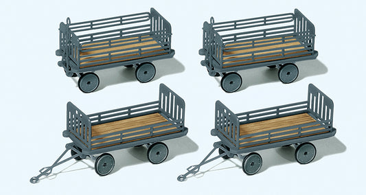 Preiser 17129  German Rail Era III Trailers (4) for Electric Vehicle Kit HO