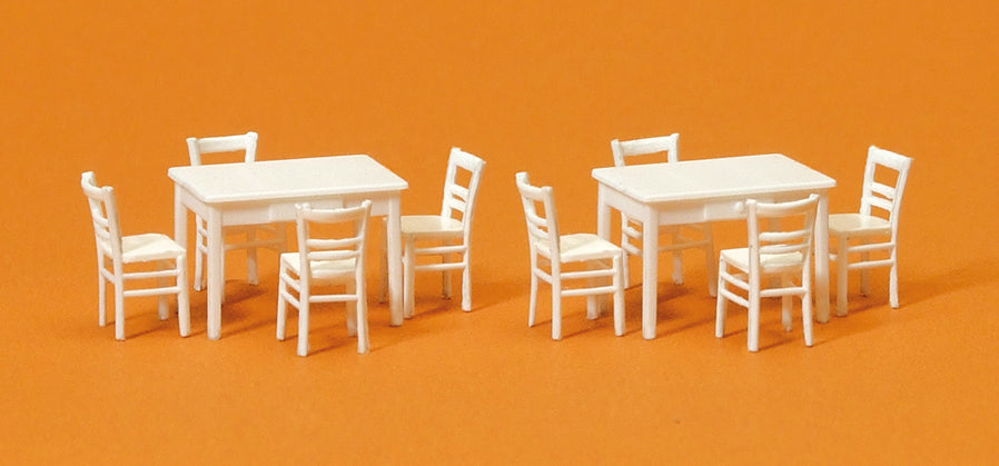 Preiser 17217 White Tables (2) and Chairs (8) Kit HO