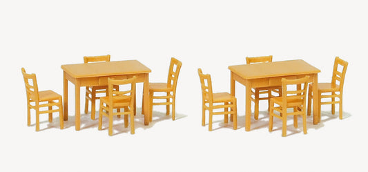 Preiser 17218 Wooden Tables (2) and Chairs (8) Kit HO