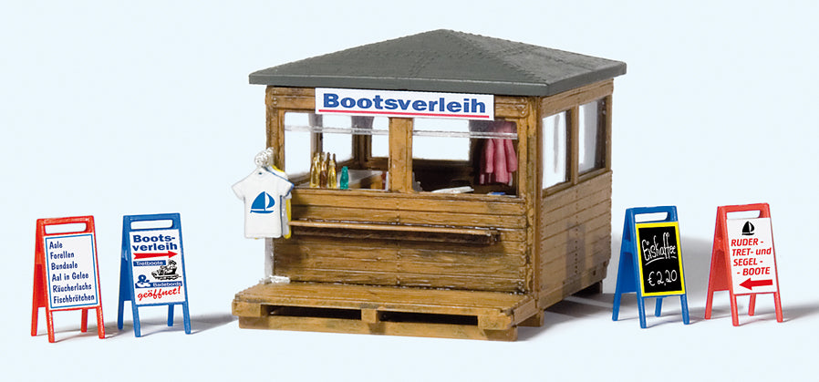 Preiser 17314 Boat Rental Kiosk Kit HO