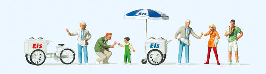 Preiser 24661 Fairground Ice Cream Sales Scene (6) Figure Set HO
