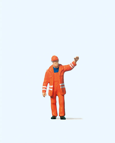 Preiser 28009 Railway Shunter in Safety Jacket/Hard Hat Figure HO