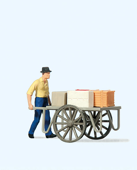 Preiser 28036 Man with Cart Figure HO