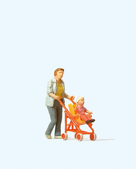 Preiser 28079 Woman with Buggy Figure HO