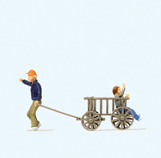 Preiser 28112 Children with Wooden Cart Figure HO