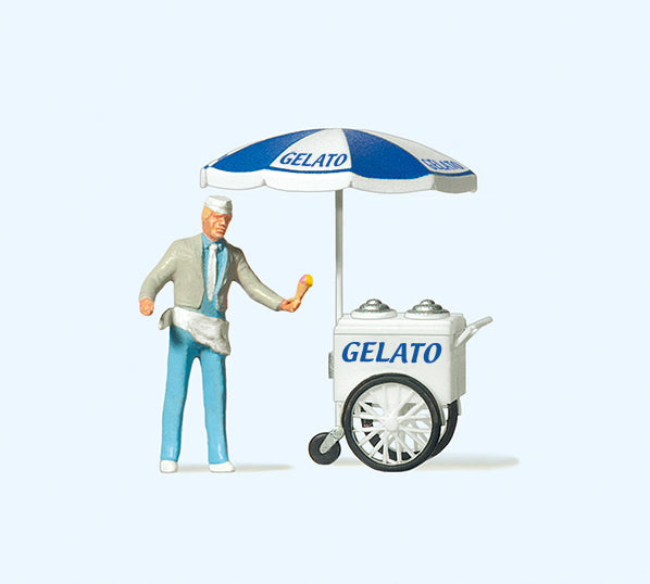 Preiser 29116  Ice Cream Seller with Cart Figure HO