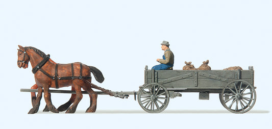 Preiser 30411 Horse Drawn Box Wagon HO