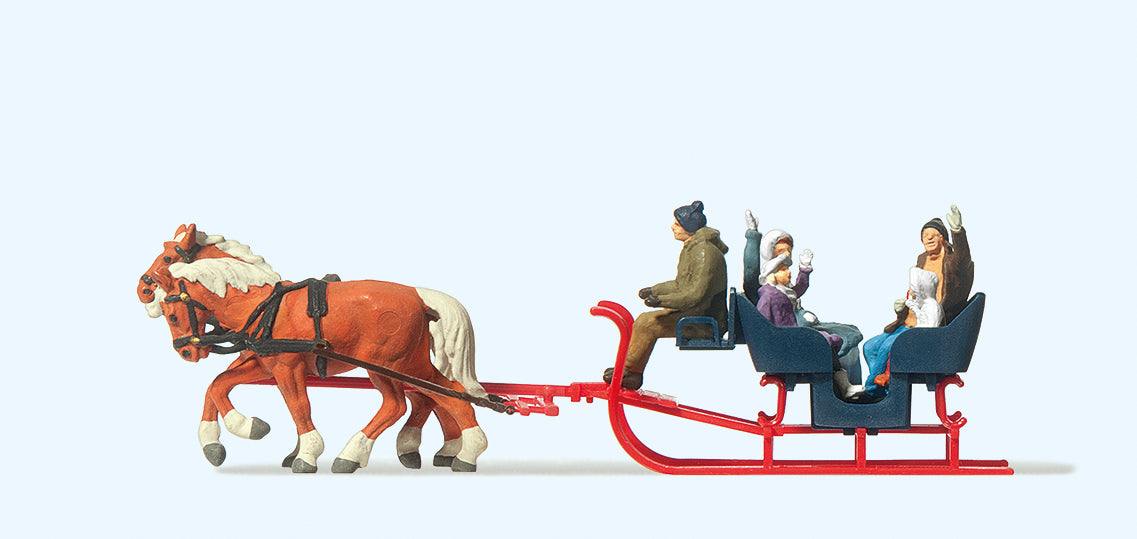 Preiser 30420 Horse Drawn Tourist Sleigh Ride HO