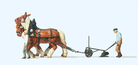 Preiser 30431 Horse Drawn Plough HO