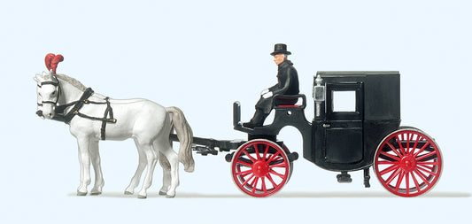 Preiser 30452 Horse Drawn Black Carriage HO