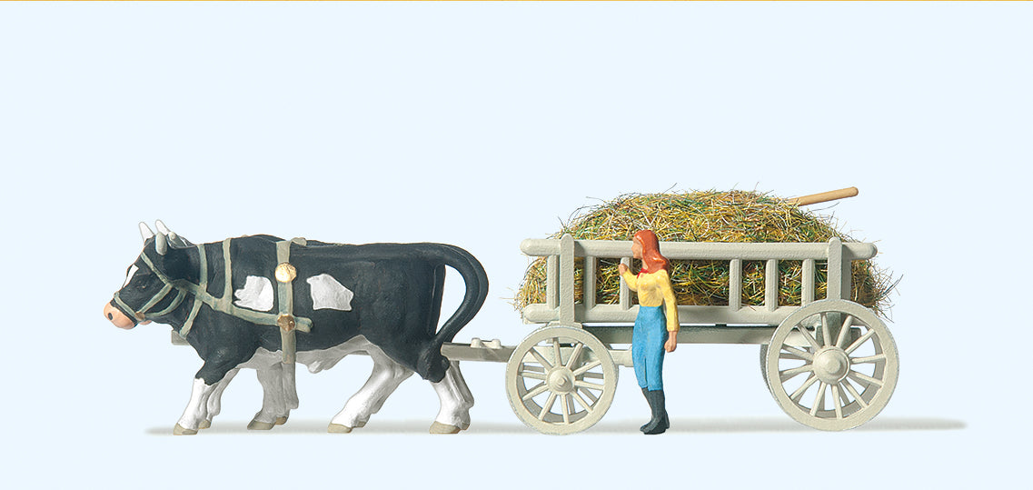 Preiser 30472 Cattle Drawn Grass Wagon HO