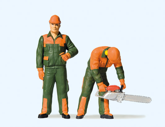Preiser 44912 Modern Lumberjacks Green/Orange Uniform (2) Figure Set G Gauge