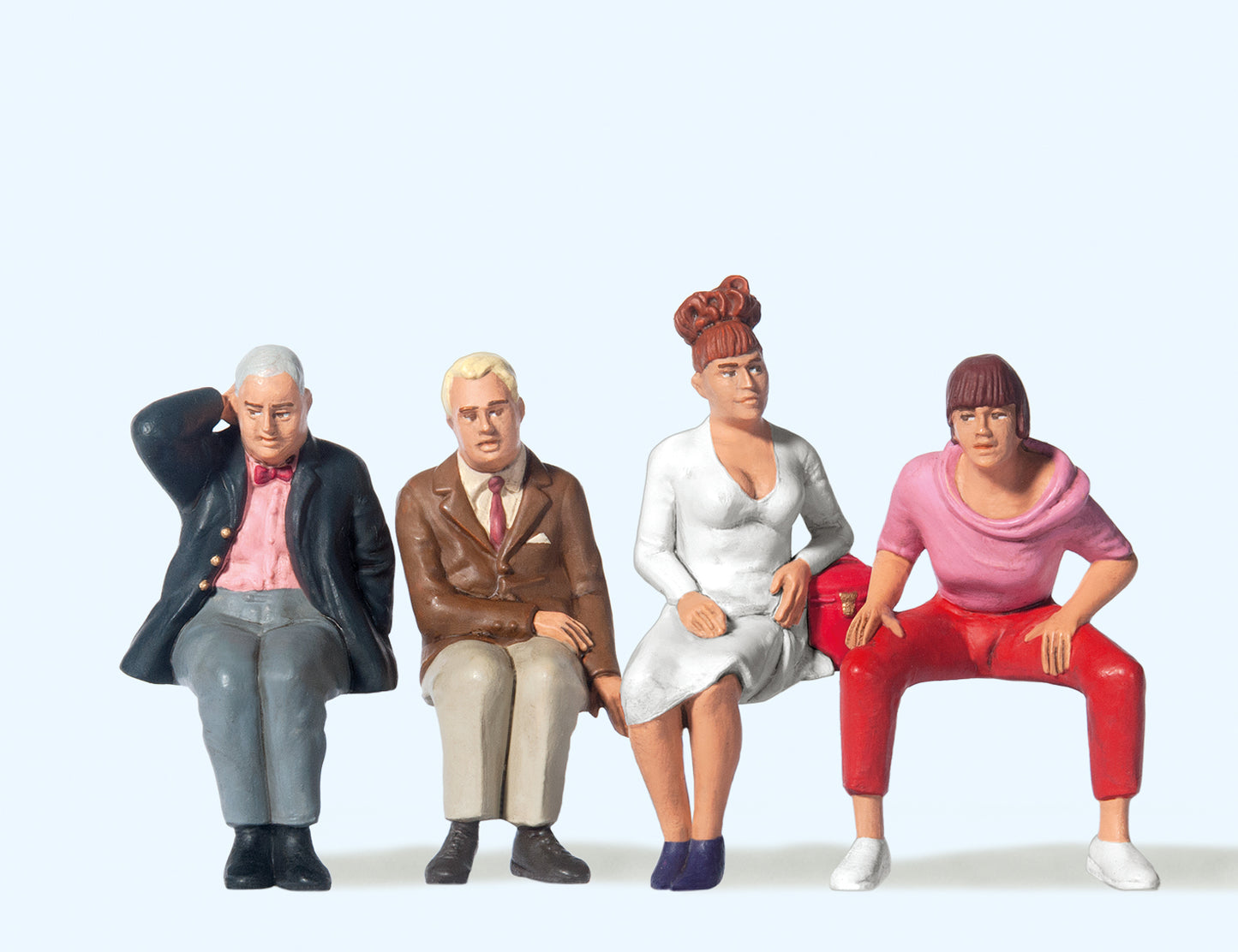 Preiser 45121 Seated Travellers (4) Figure Set G Gauge