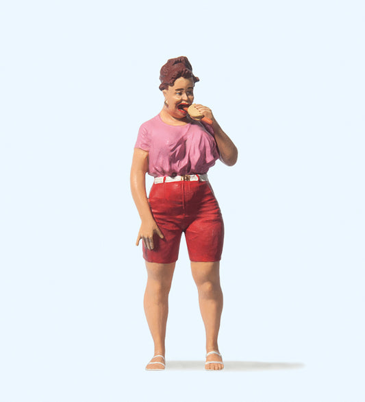 Preiser 45502 Woman with Hot Dog Figure G Gauge