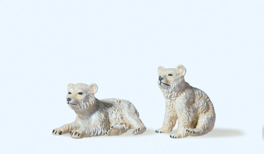 Preiser 47523 Polar Bear Cubs (2) Figure Set 1:25