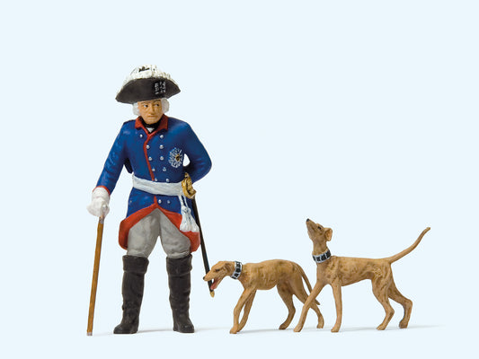 Preiser 54190 Friedrich II of Prussia Standing w/Whippets (2) Figure Set 1:24