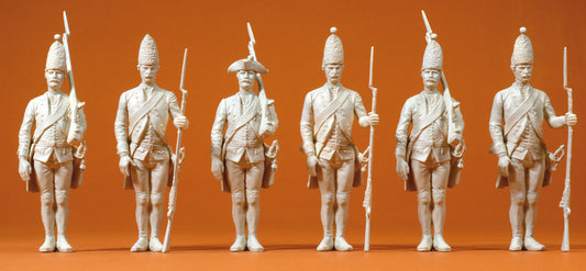 Preiser 57809 Prussians (1756) Various (6) Unpainted Figures 1:24