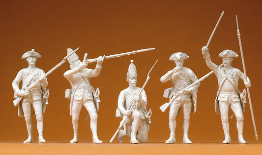 Preiser 57811 Prussians (1756) Firing (5) Unpainted Figures 1:24