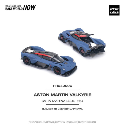 Pop Race Aston Martin Valkyrie Satin Marina Blue 1:64 Diecast Model 640096