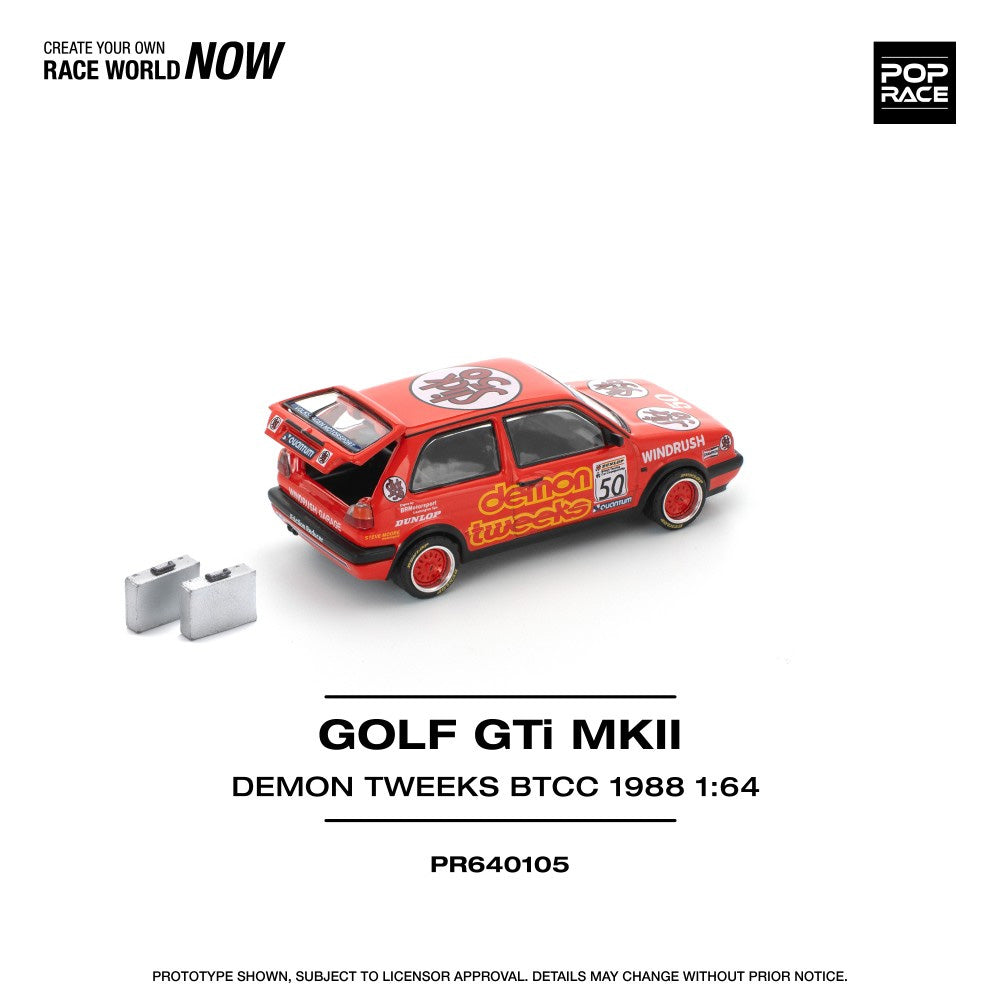 Pop Race PR640105 Golf GTI MKII - Team Demon Tweeks BTCC 1988 1:64 Diecast Car