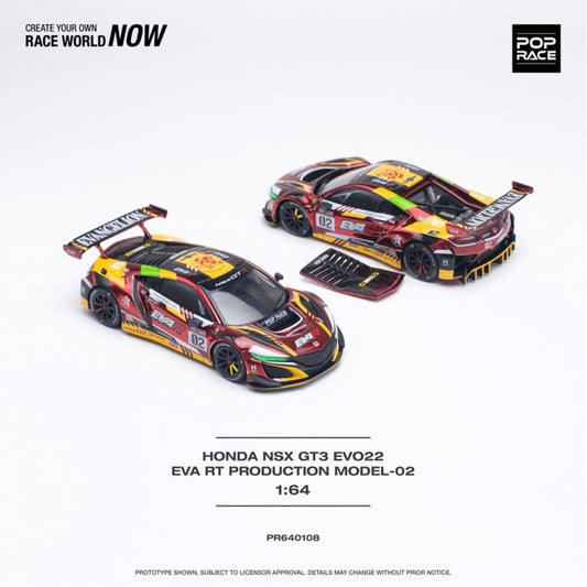 Pop Race Honda NSX GT3 EVO22 EVA RT Type-02 1:64 Diecast Model 640108
