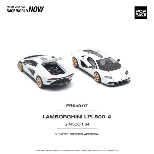 Pop Race Lamborghini Countach LPI 800-4 Bianco Siderale 1:64 Model 640117