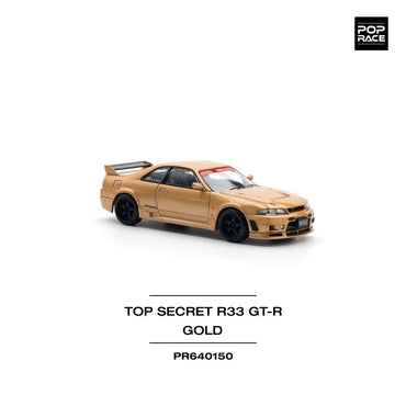 Pop Race Top Secret GT-R R33 - Gold 1:64 Diecast Car PR640150