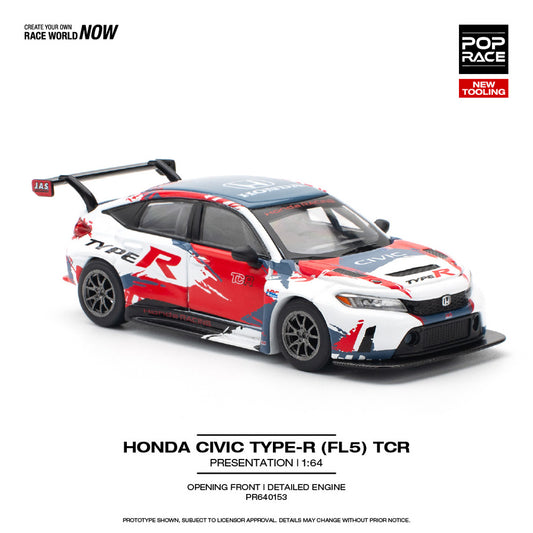 Pop Race Honda Civic Type-R (FL5) TCR Presentation 1:64 Diecast Car 640153